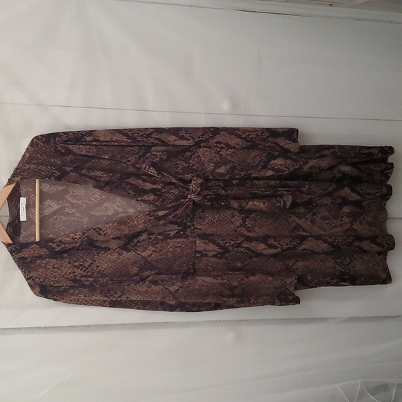 Tahari Wilemina Snakeskin Faux Wrap Dress - Picture 2 of 7